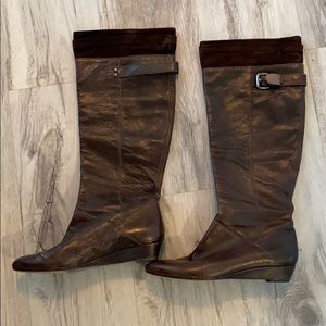 Leather knee length boots